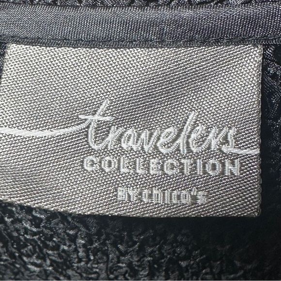 Chico’s Travelers Black Tan Textured Crinkle Open Jacket with Tank Top 2 (L) - Picture 10 of 12